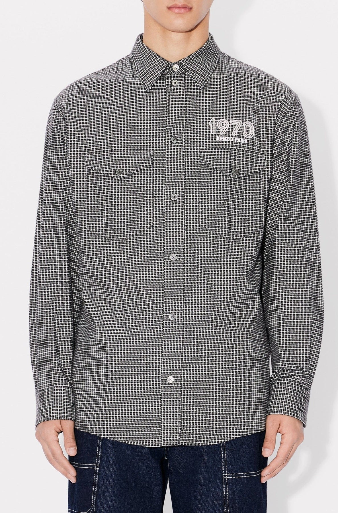 Chemise militaire brodée Kenzo Archive 1970 - Stone Grey