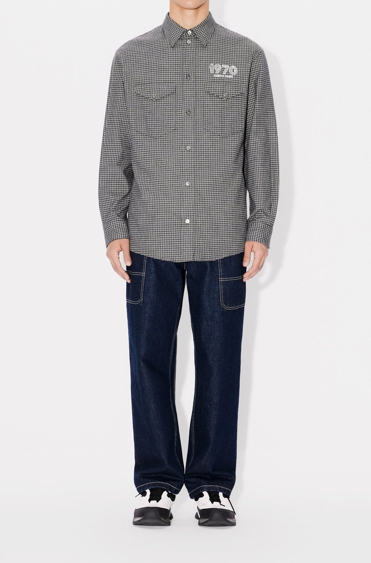 Chemise militaire brodée Kenzo Archive 1970 - Stone Grey
