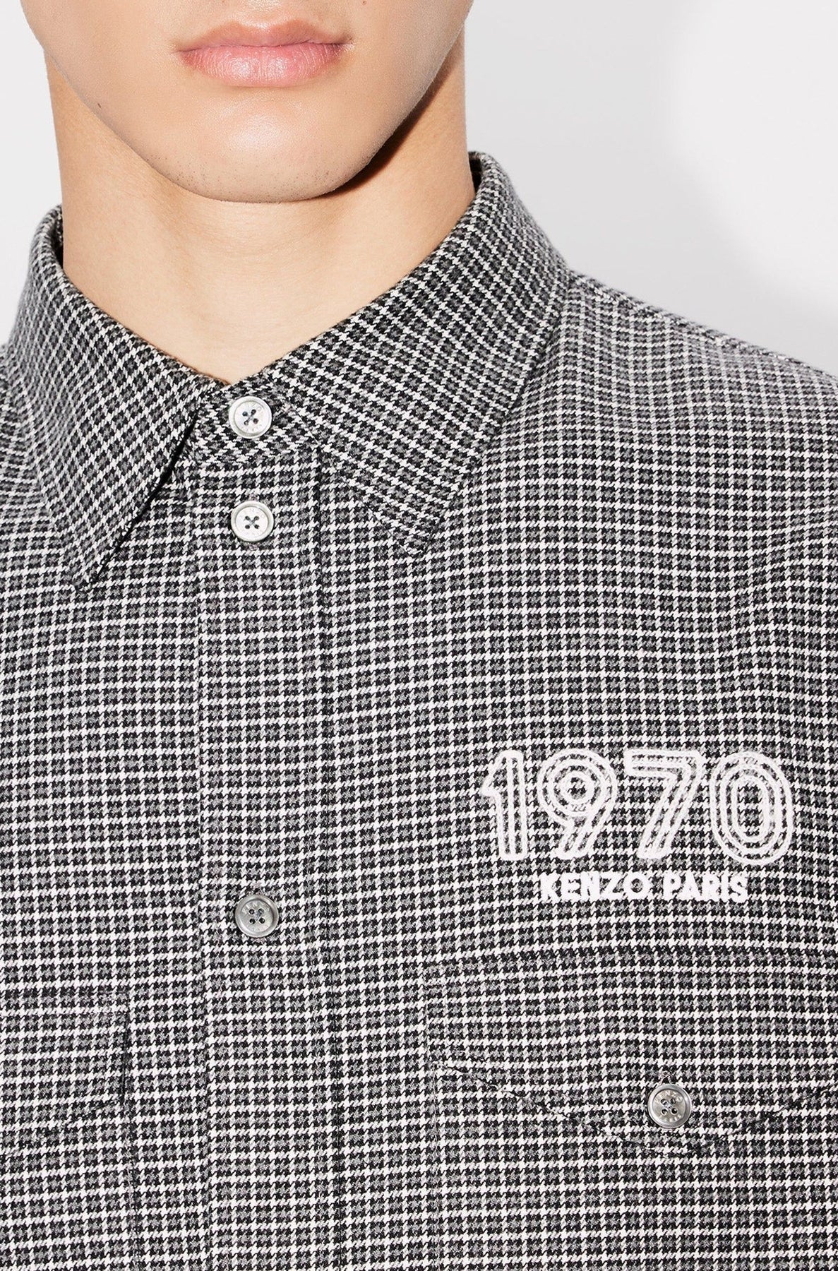 Chemise militaire brodée Kenzo Archive 1970 - Stone Grey