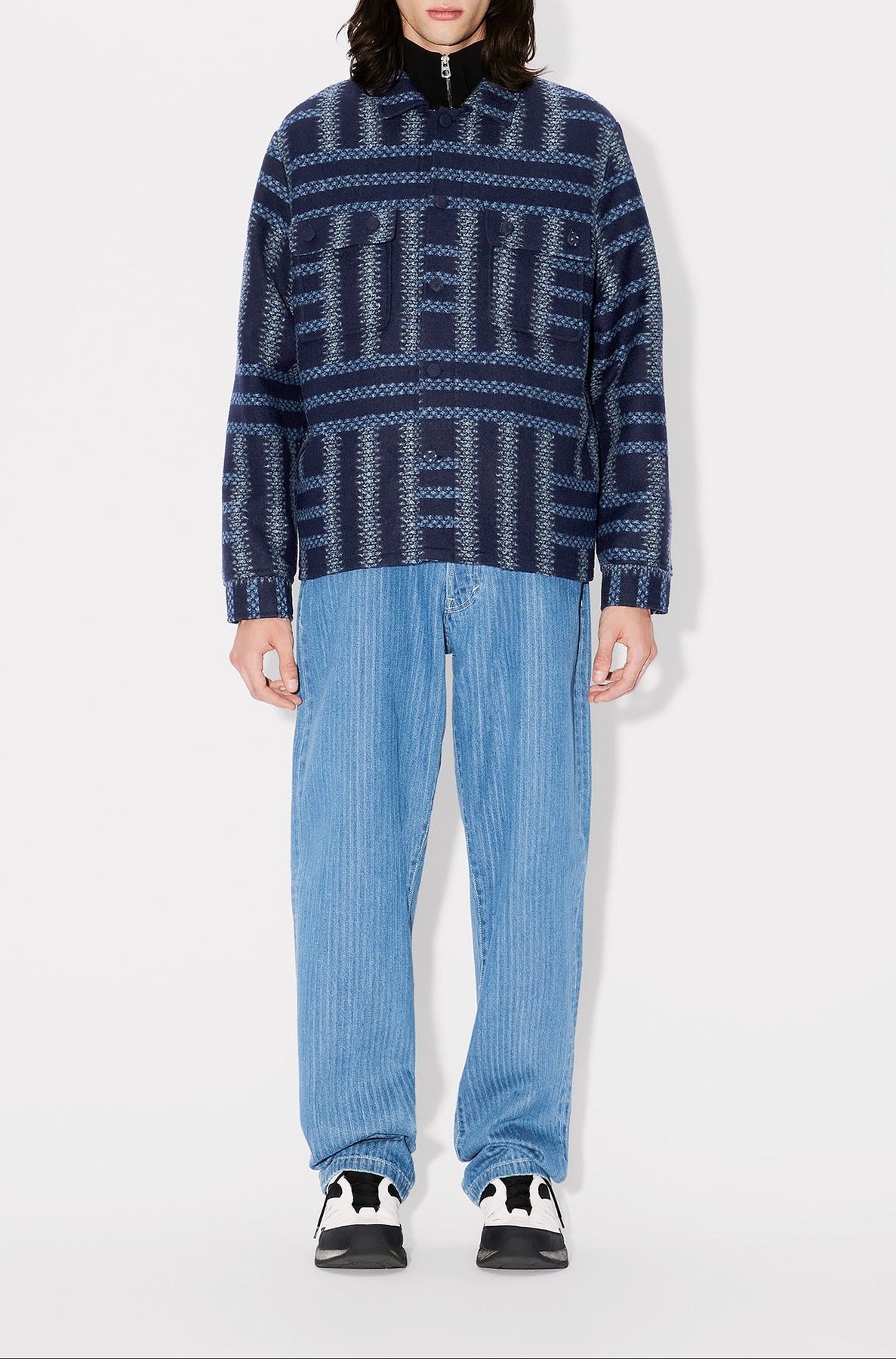Surchemise Kenzo Weave en laine vierge en laine - Midnight Blue