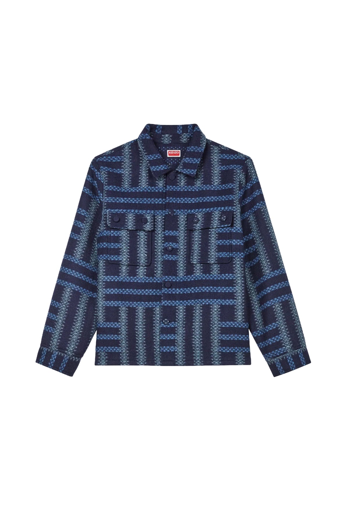 Surchemise Kenzo Weave en laine vierge en laine - Midnight Blue
