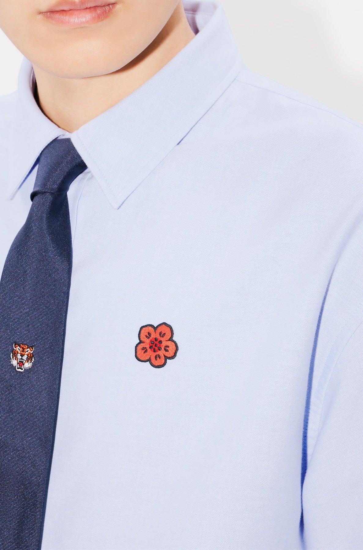 Lucky Tiger embroidered silk tie - Midnight Blue