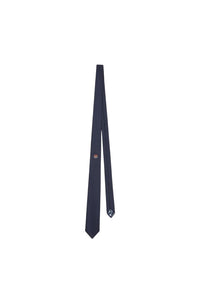 Lucky Tiger embroidered silk tie - Midnight Blue