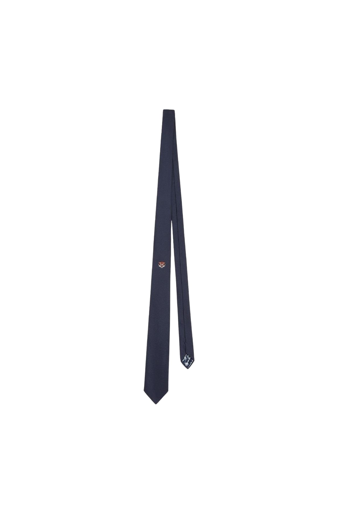 Lucky Tiger embroidered silk tie - Midnight Blue