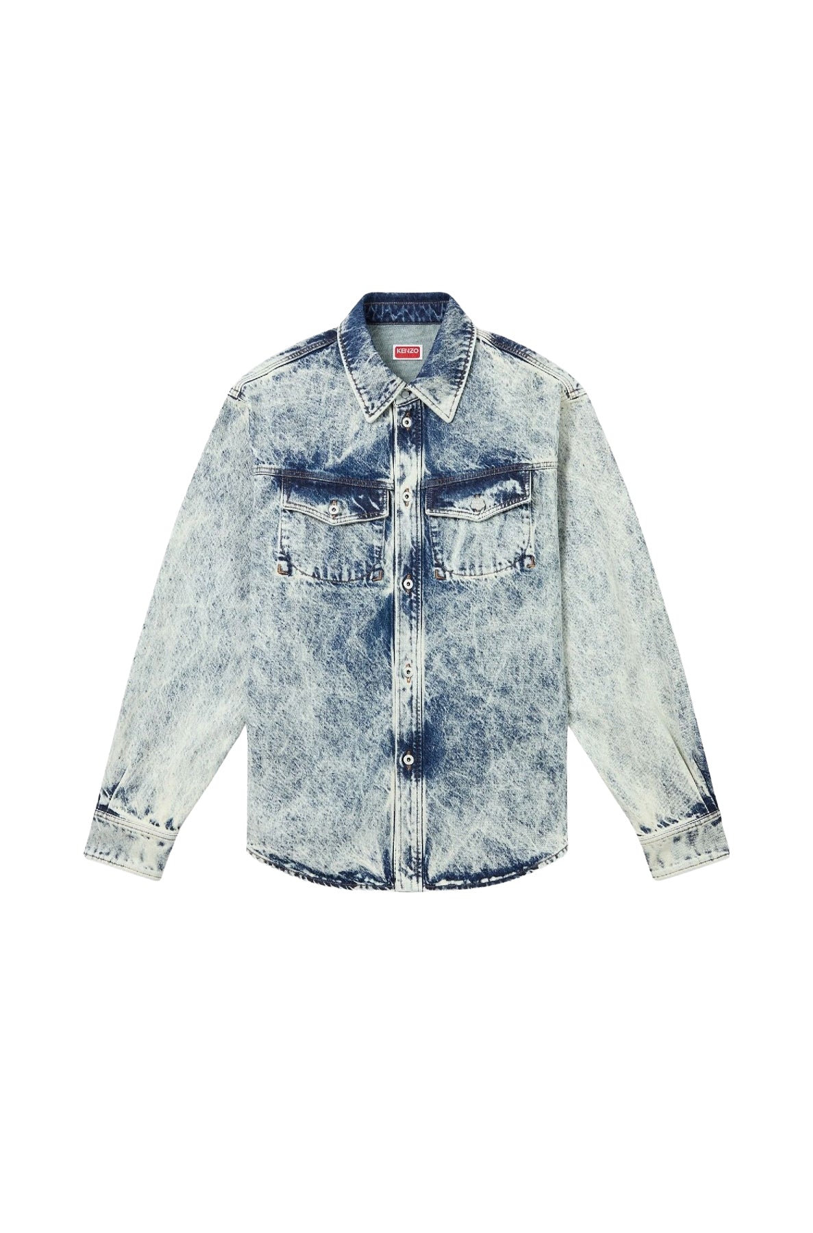 Chemise western en denim japonais - Stone Bleached Blue Denim