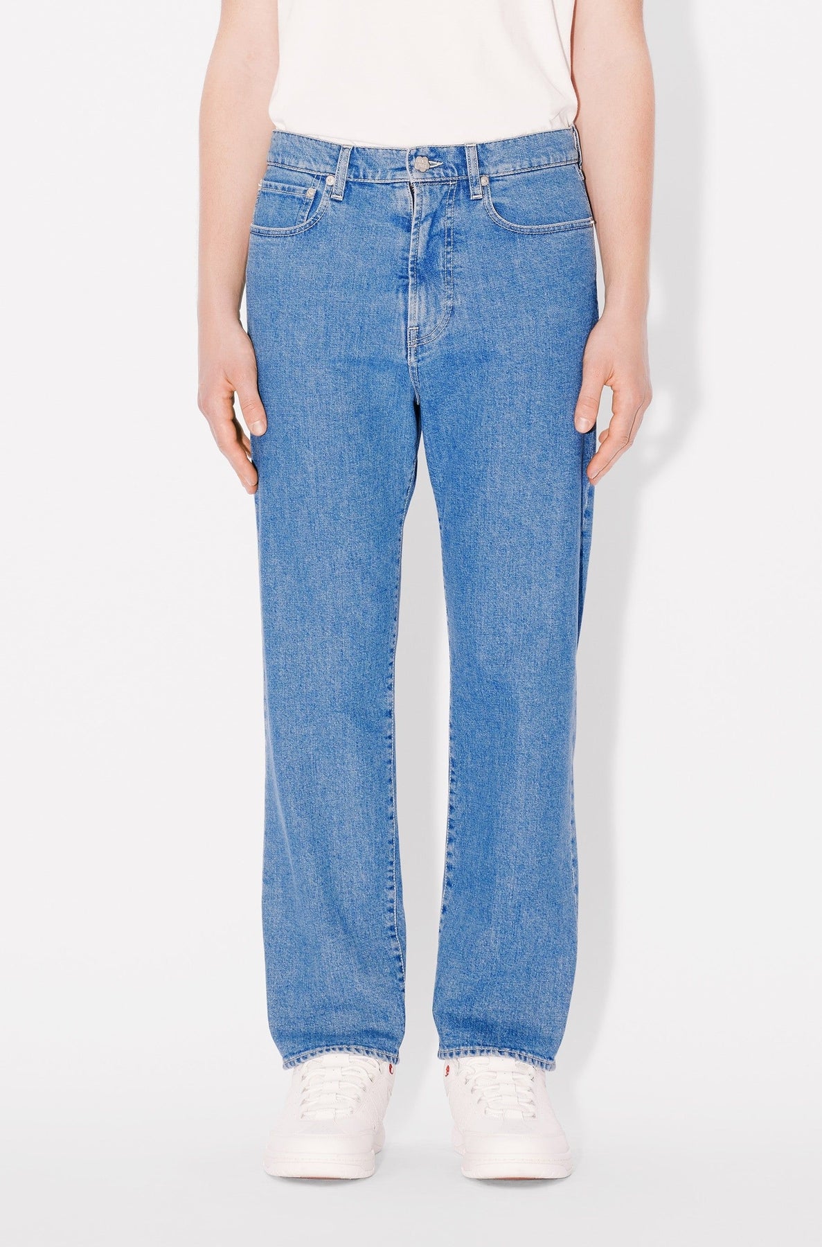 Asagao Straight Jeans - Stone Bleached Blue Denim
