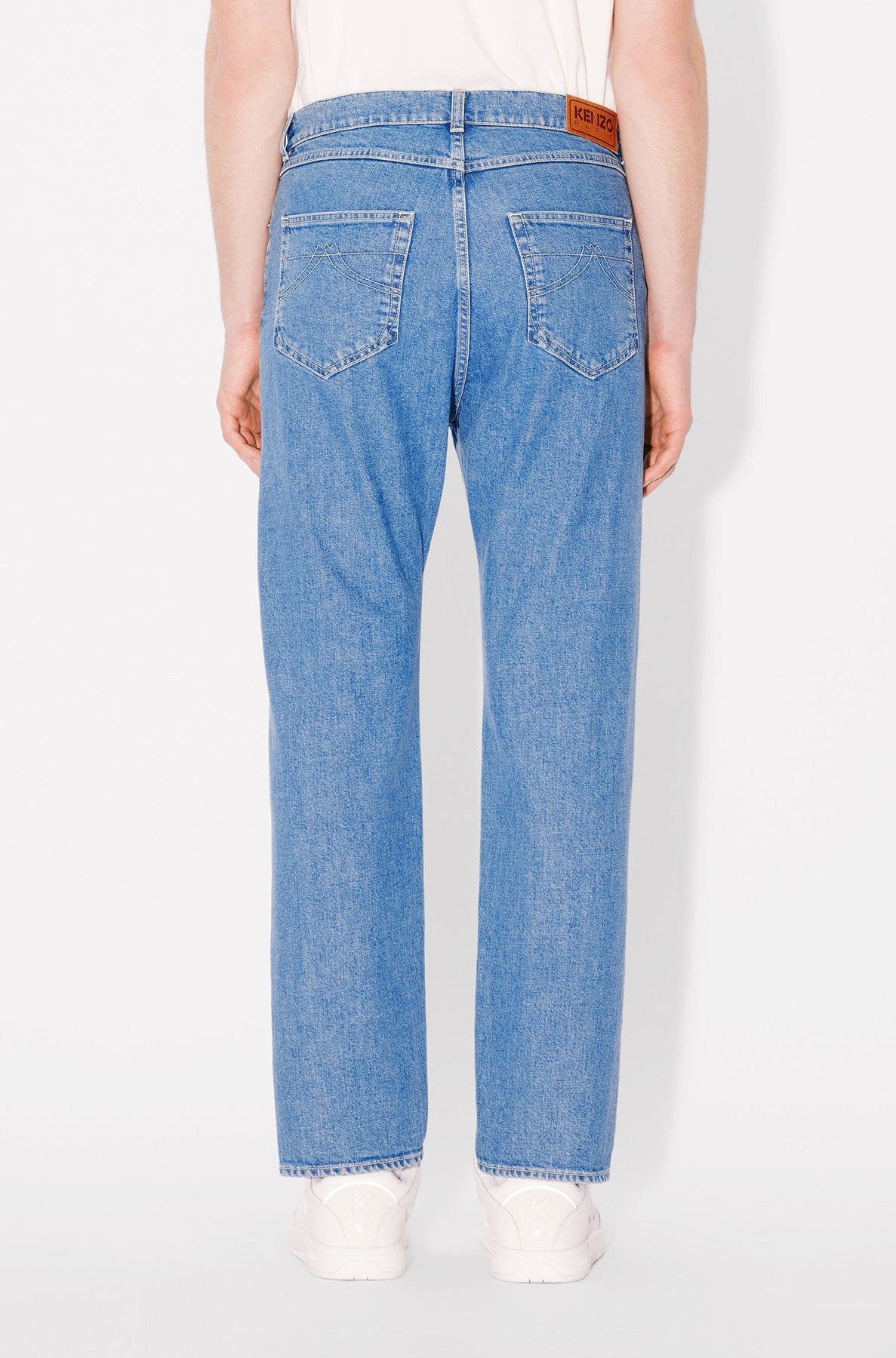 Asagao Straight Jeans - Stone Bleached Blue Denim