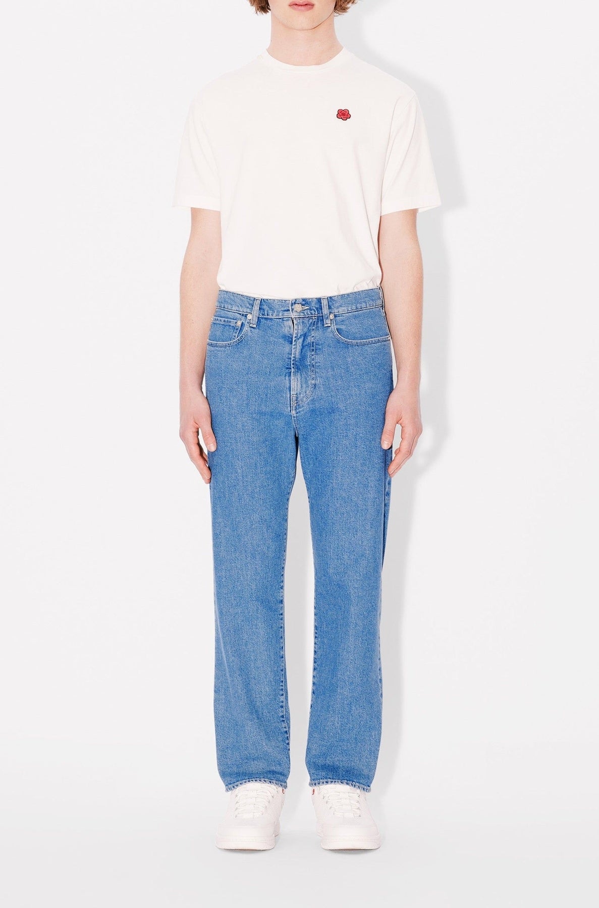 Asagao Straight Jeans - Stone Bleached Blue Denim