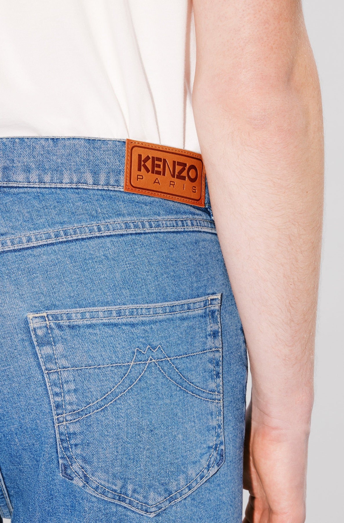 Asagao Straight Jeans - Stone Bleached Blue Denim