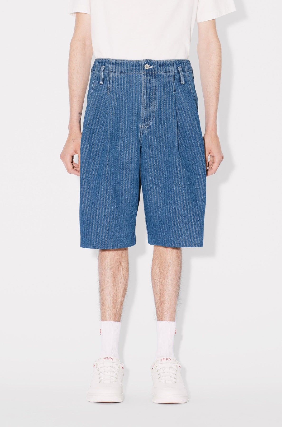 School boy shorts - Stone Bleached Blue Denim
