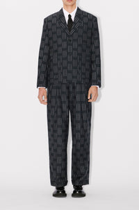 Kenzo Weave Pleated Straight-leg Wool Tailored Pants - Black