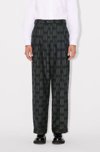 Kenzo Weave Pleated Straight-leg Wool Tailored Pants - Black
