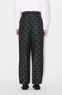 Kenzo Weave Pleated Straight-leg Wool Tailored Pants - Black