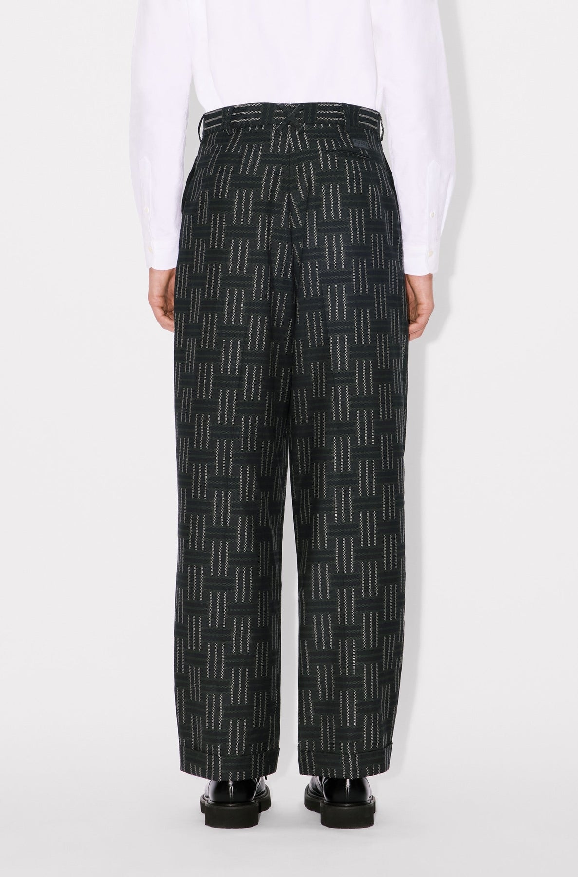Kenzo Weave Pleated Straight-leg Wool Tailored Pants - Black