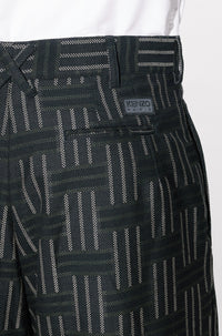 Kenzo Weave Pleated Straight-leg Wool Tailored Pants - Black
