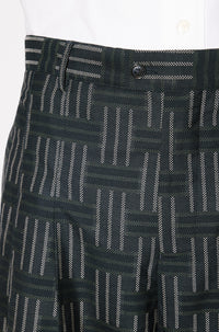 Kenzo Weave Pleated Straight-leg Wool Tailored Pants - Black