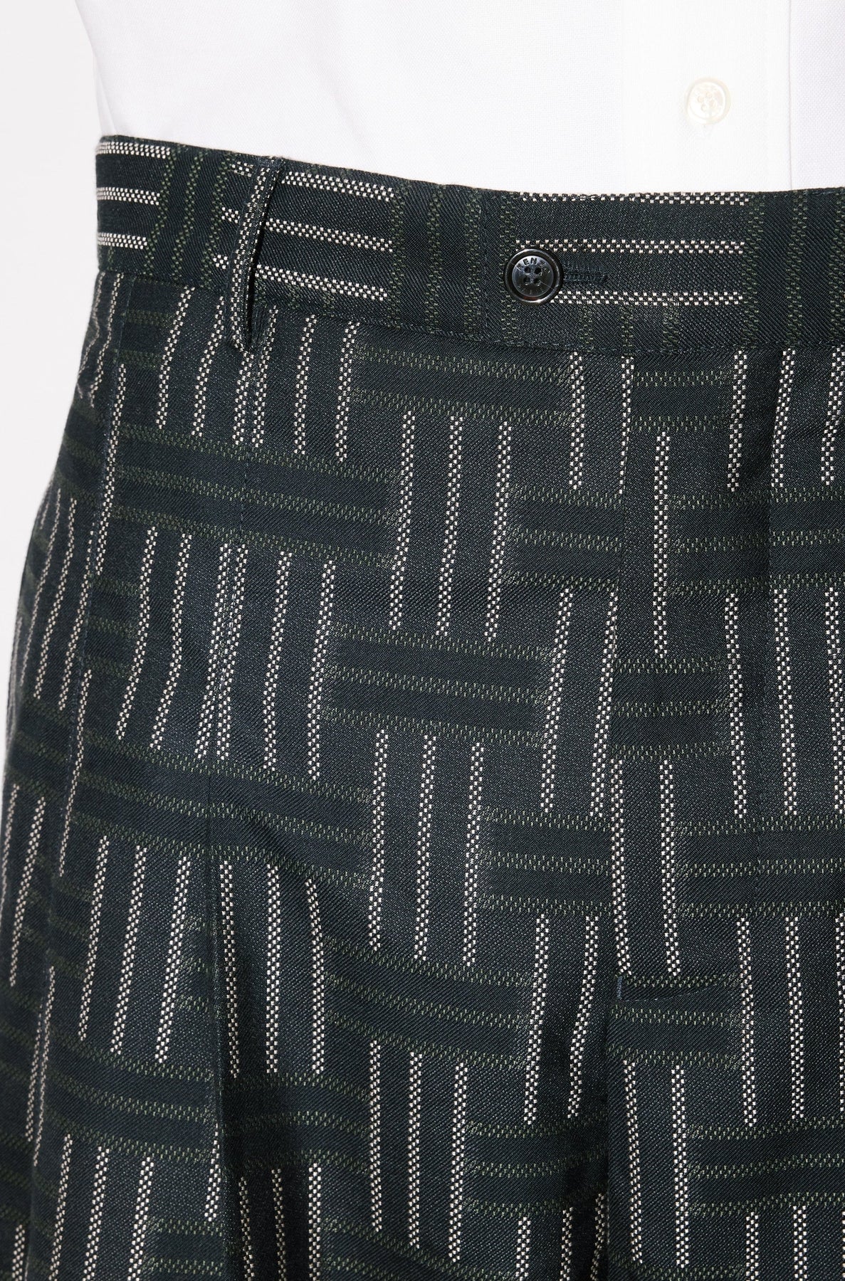 Kenzo Weave Pleated Straight-leg Wool Tailored Pants - Black