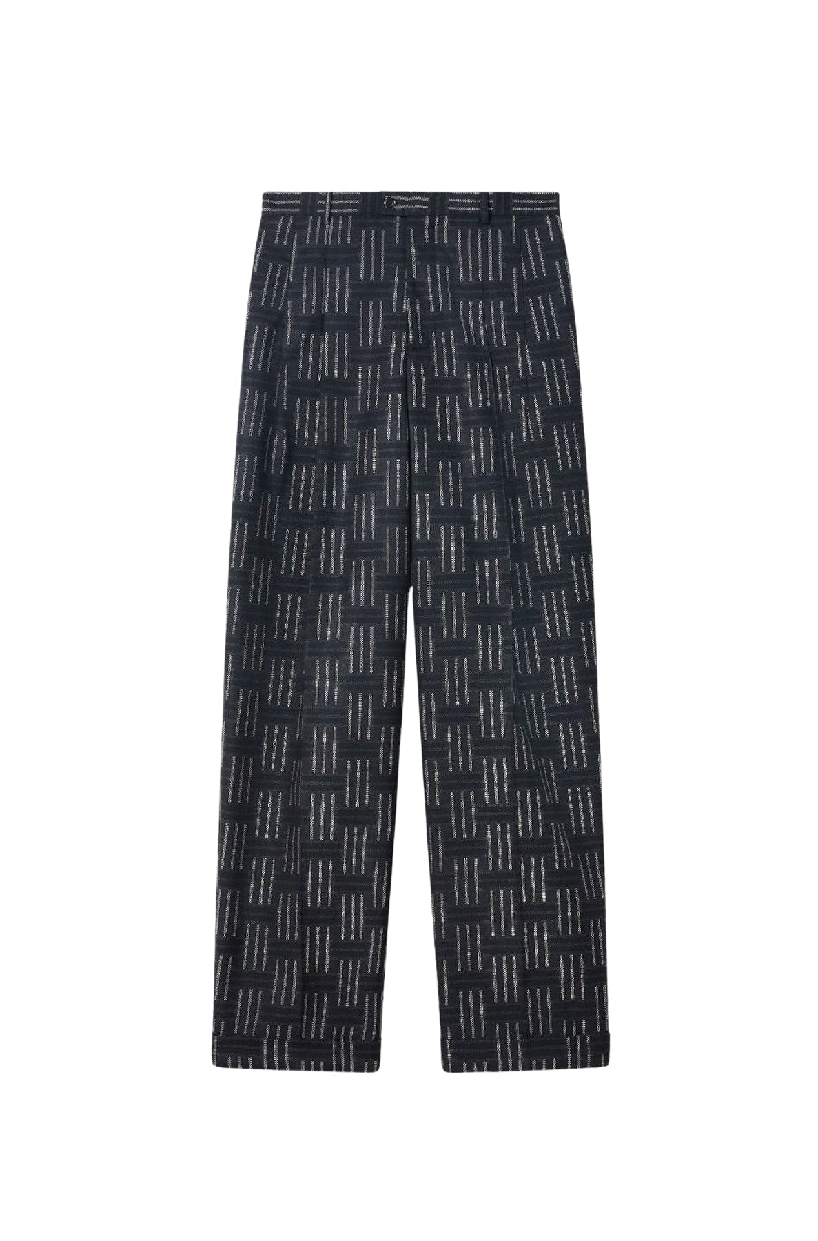 Kenzo Weave Pleated Straight-leg Wool Tailored Pants - Black