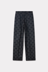 Kenzo Weave Pleated Straight-leg Wool Tailored Pants - Black