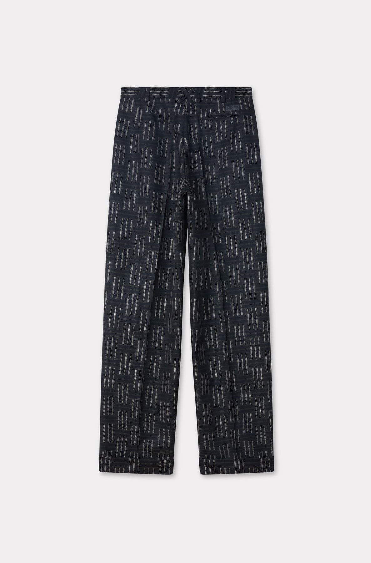 Kenzo Weave Pleated Straight-leg Wool Tailored Pants - Black