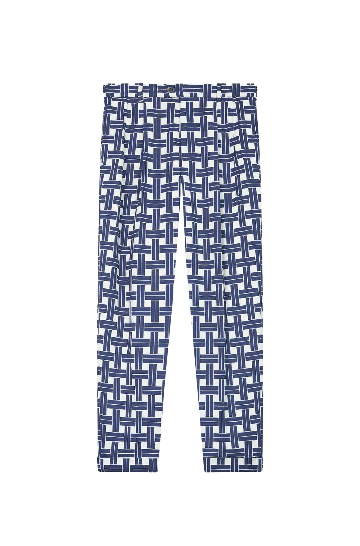 Kenzo Weave Pleated Straight Fit Trousers - Midnight Blue