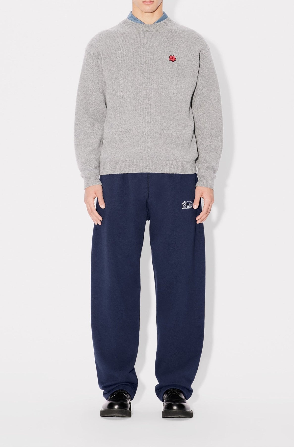 Kenzo Kube embroidered straight-leg sweatpants - Midnight Blue