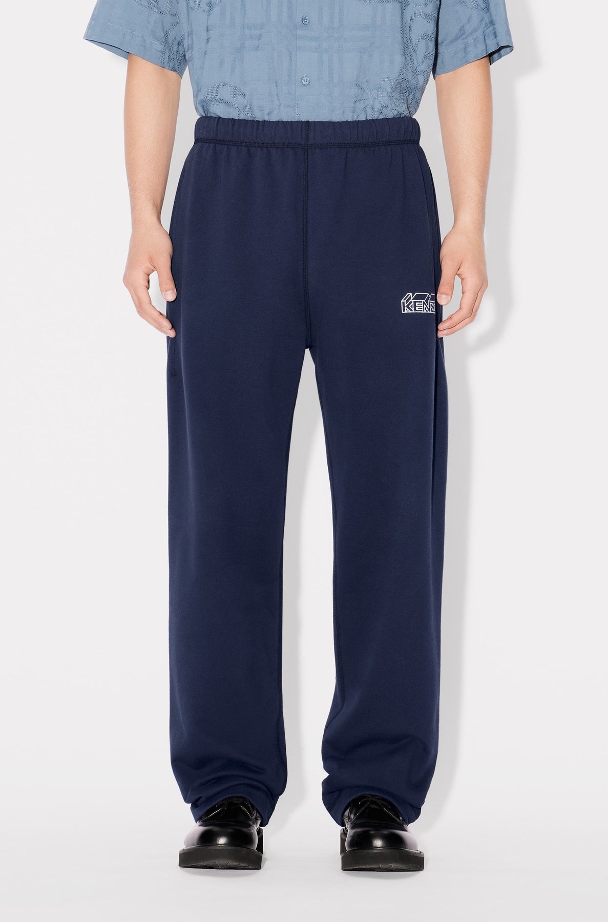 Kenzo Kube embroidered straight-leg sweatpants - Midnight Blue