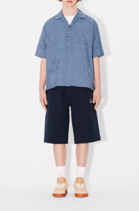 Kenzo Weave oversize embroidered shorts - Blue Black