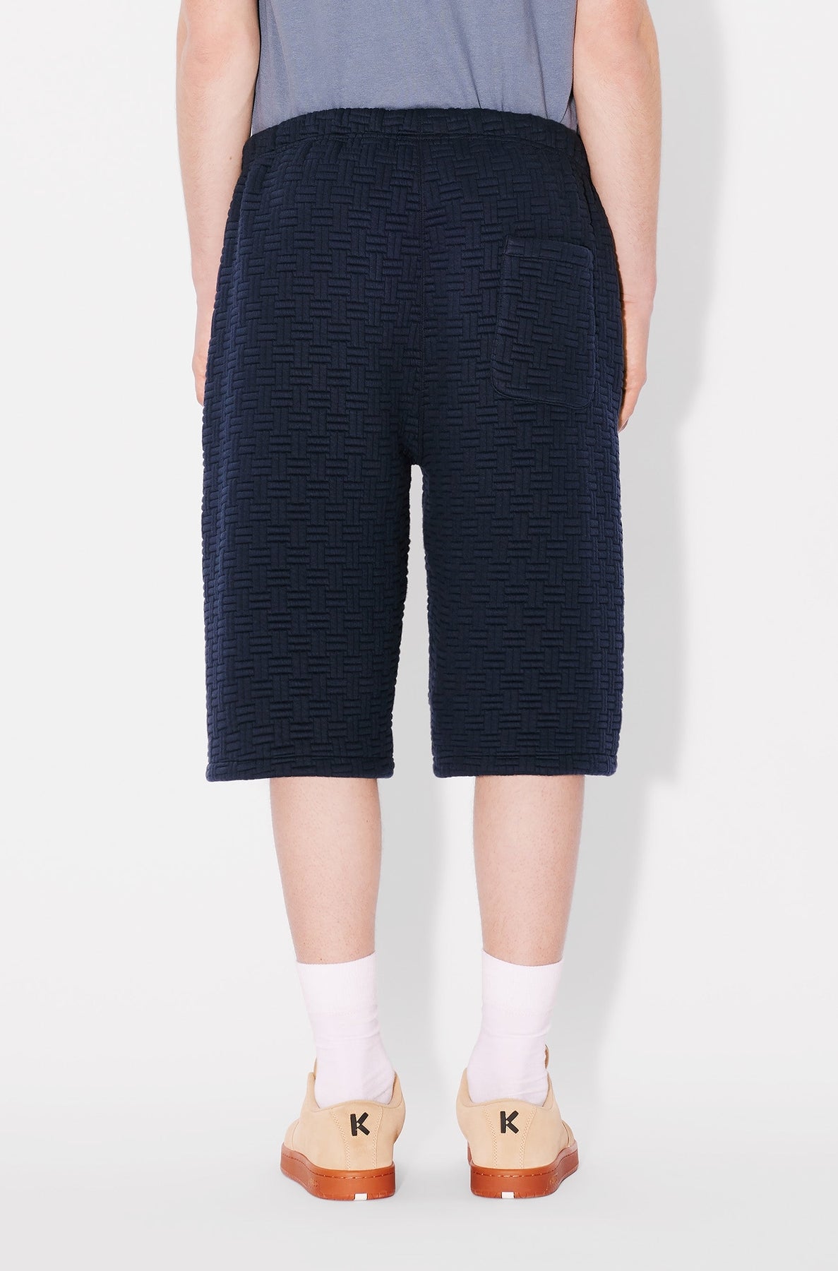 Kenzo Weave oversize embroidered shorts - Blue Black