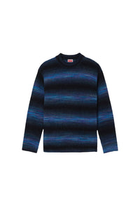 Pull brodé à rayures en laine - Blue Black