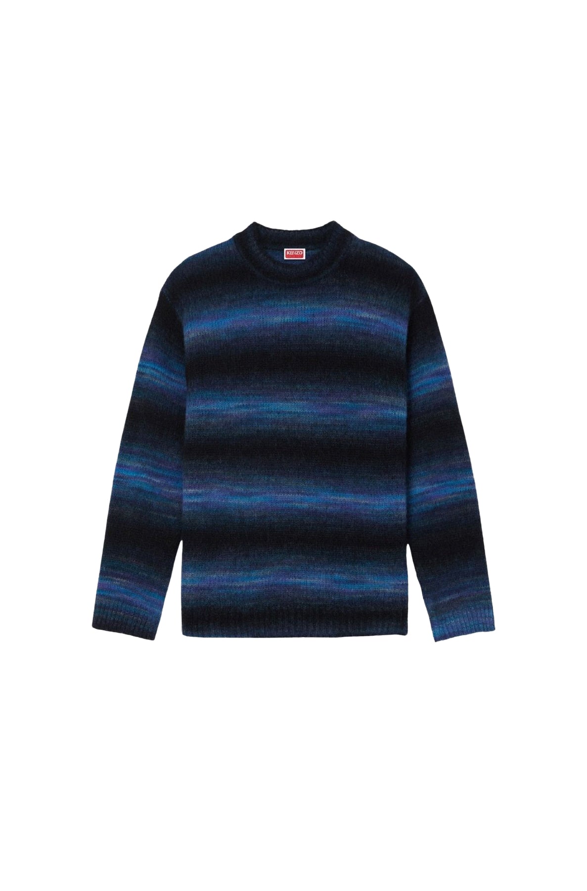 Pull brodé à rayures en laine - Blue Black