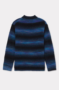 Pull brodé à rayures en laine - Blue Black