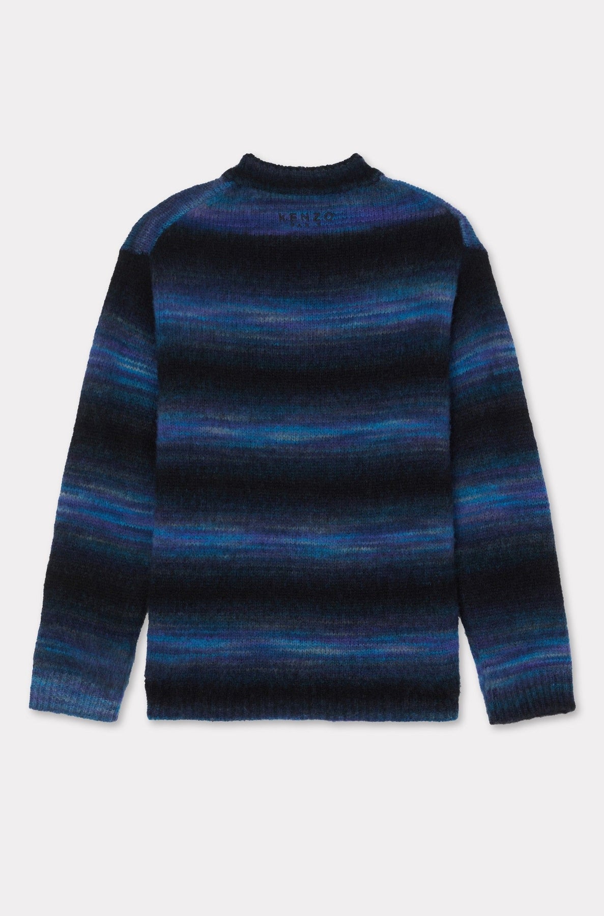 Pull brodé à rayures en laine - Blue Black