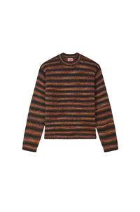 Pull brodé à rayures en laine - Black