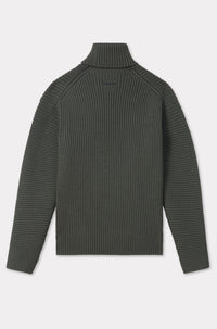 Pull brodé à col roulé en laine - Dark Khaki
