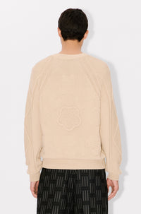 Pull en maille torsadé crocheté à la main - Beige