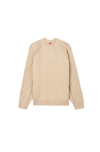 Pull en maille torsadé crocheté à la main - Beige