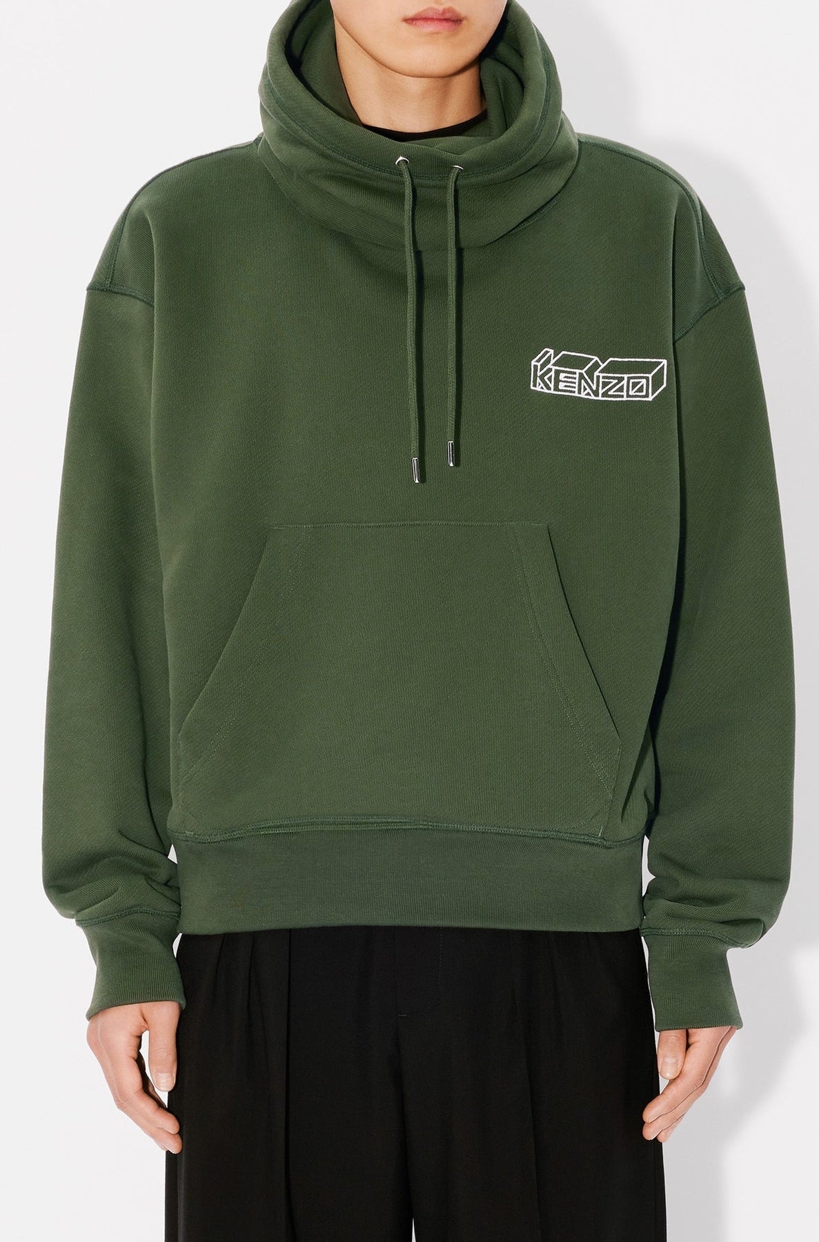 Sweatshirt à col tube brodé Kenzo Kube - Dark Khaki
