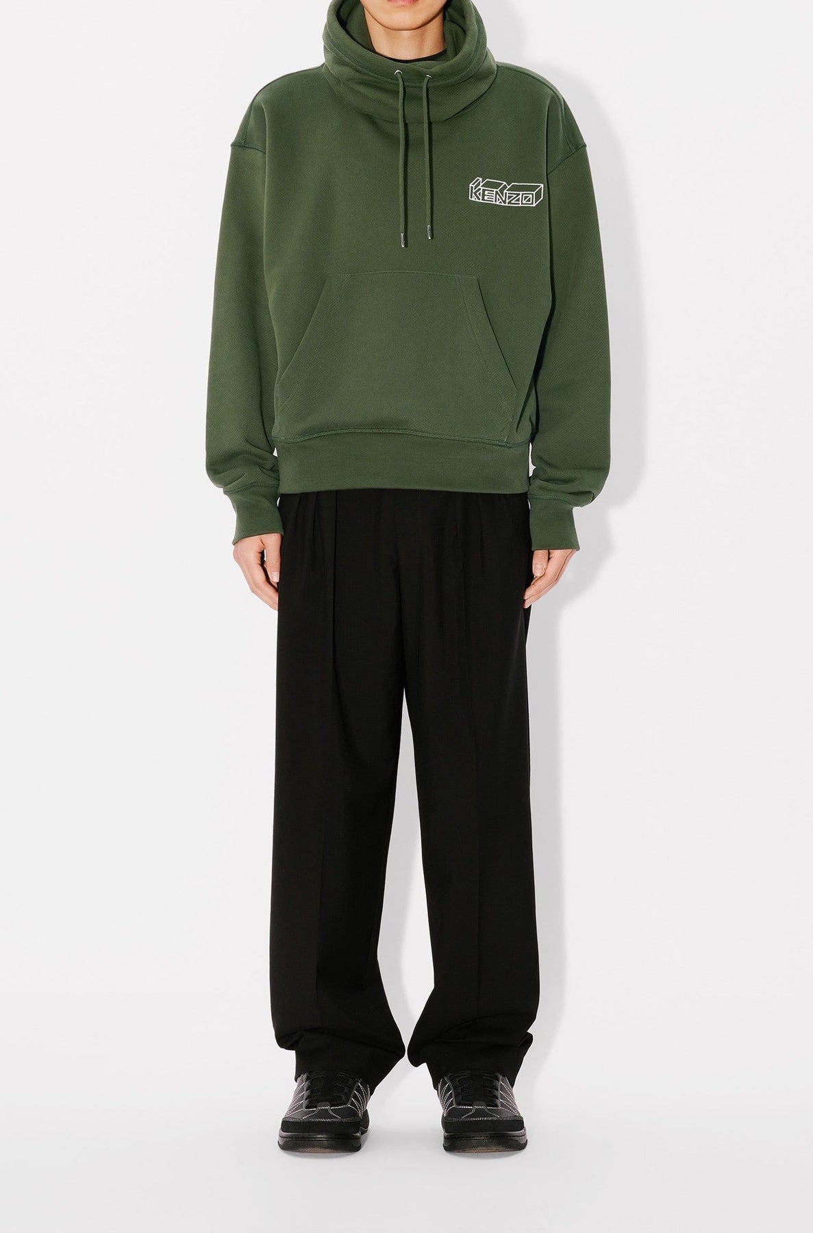 Sweatshirt à col tube brodé Kenzo Kube - Dark Khaki