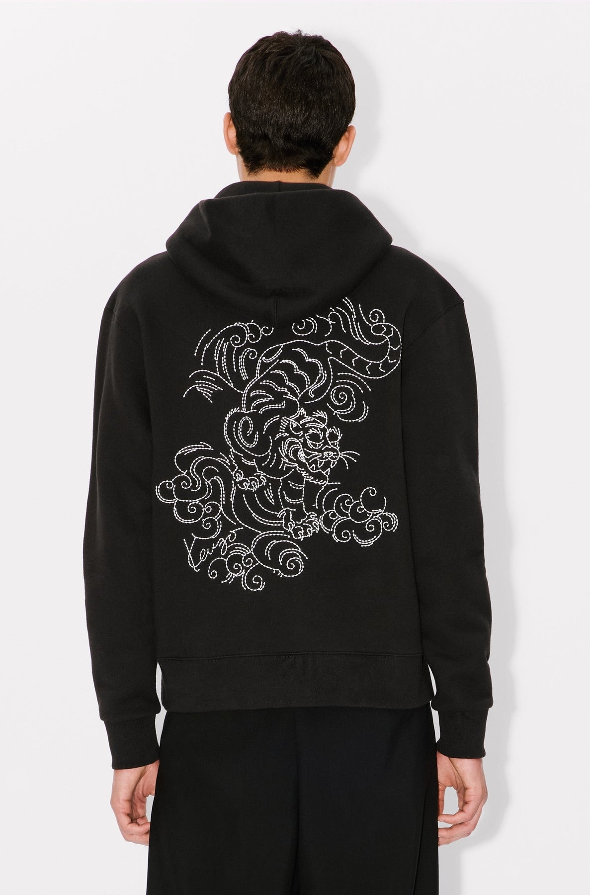 Sweatshirt à capuche brodé Kenzo Star Tiger - Black