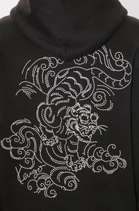 Sweatshirt à capuche brodé Kenzo Star Tiger - Black