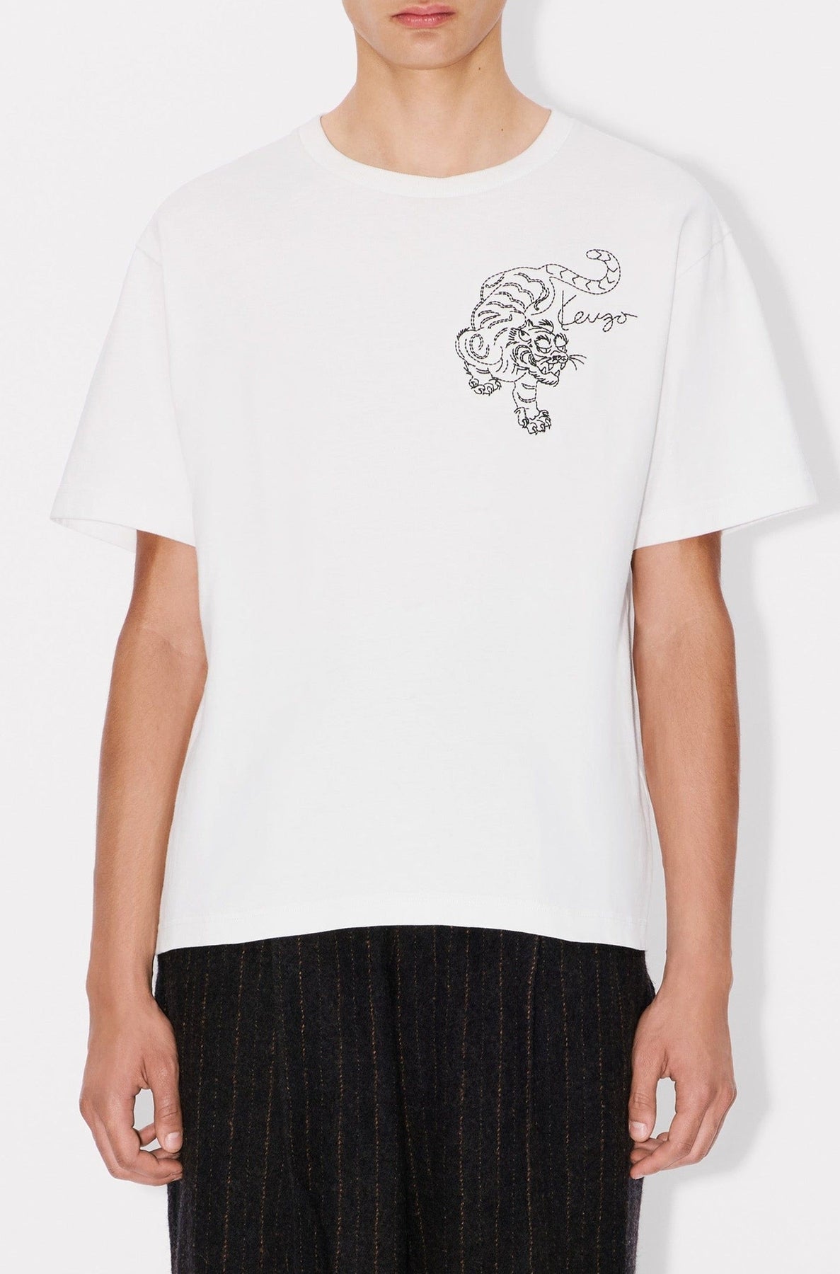 Oversized embroidered T-shirt Kenzo Star Tiger - Off White