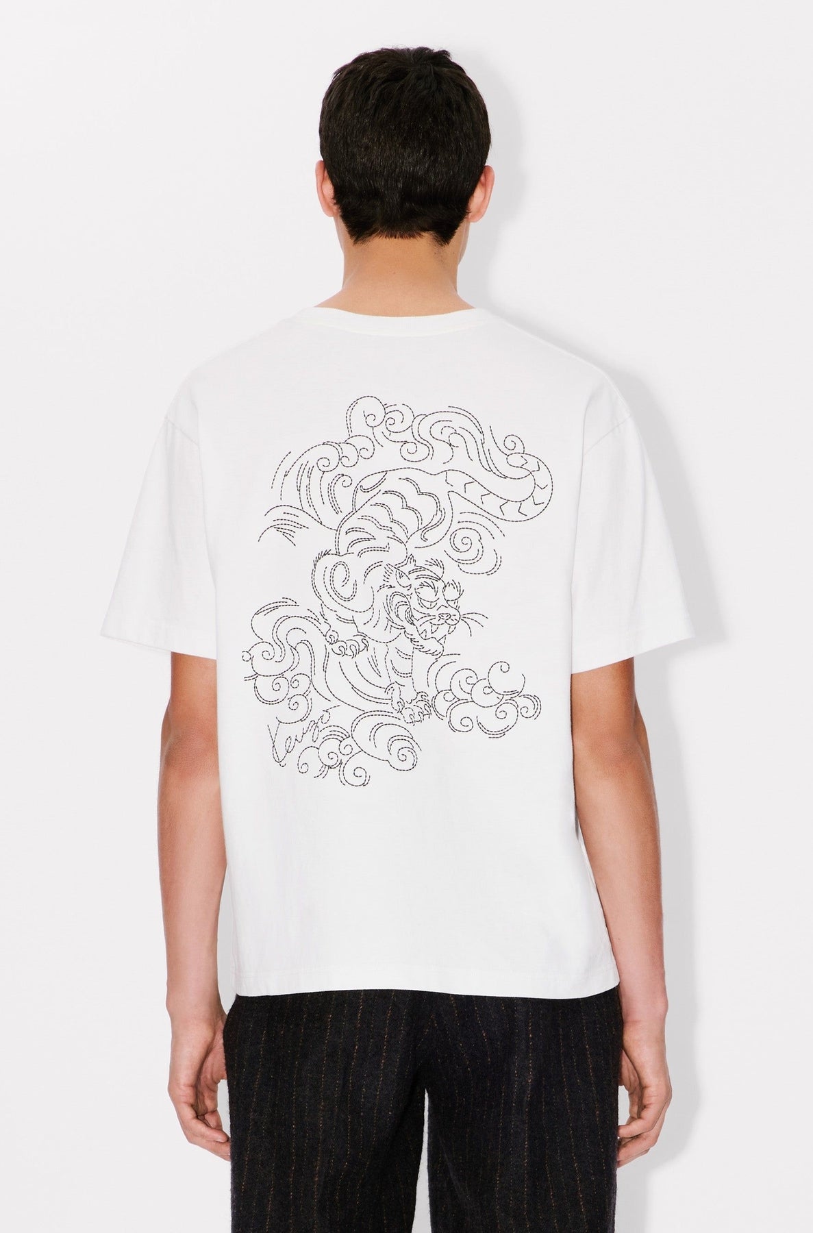 Oversized embroidered T-shirt Kenzo Star Tiger - Off White