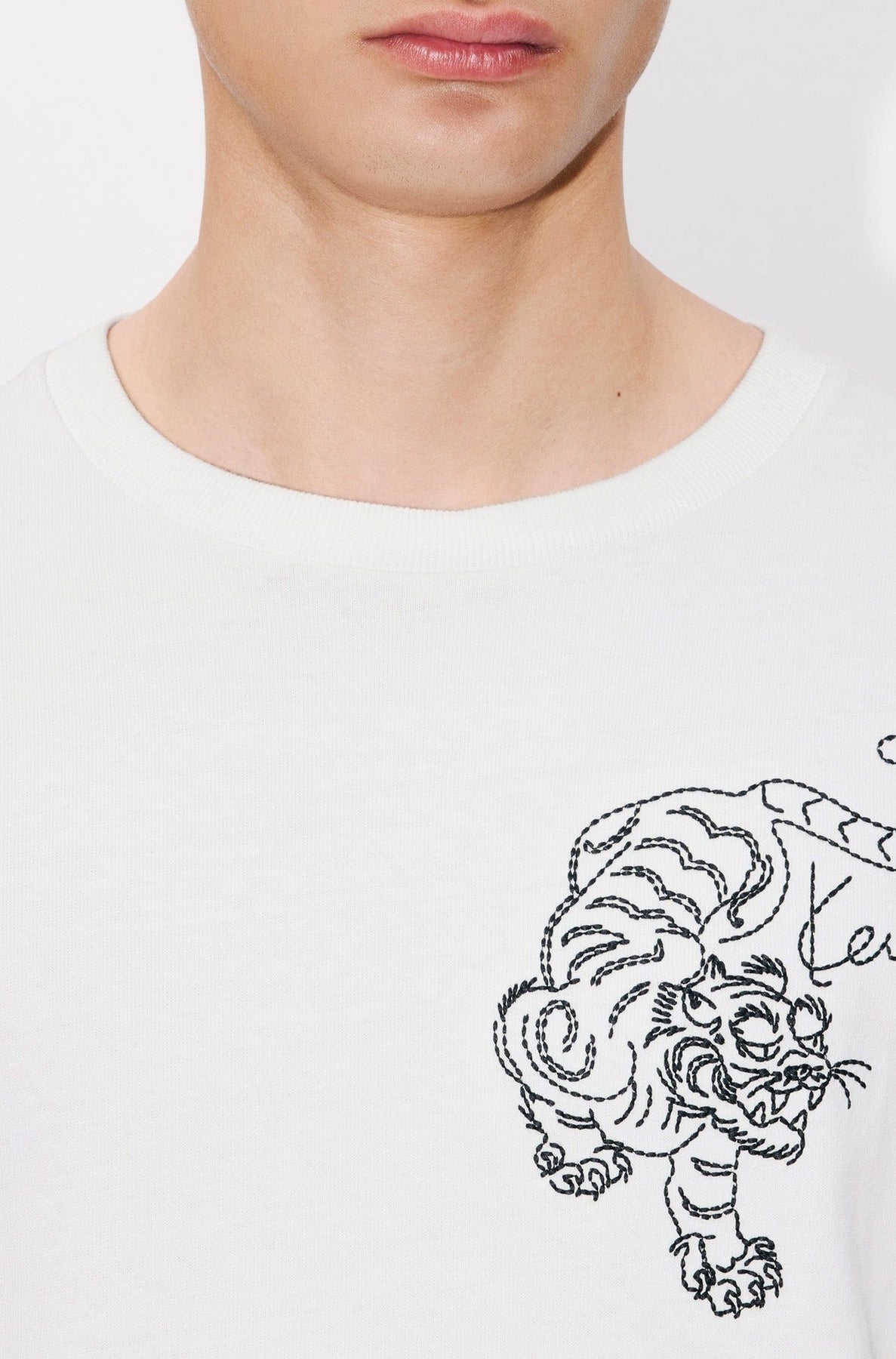 Oversized embroidered T-shirt Kenzo Star Tiger - Off White