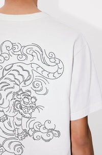 Oversized embroidered T-shirt Kenzo Star Tiger - Off White