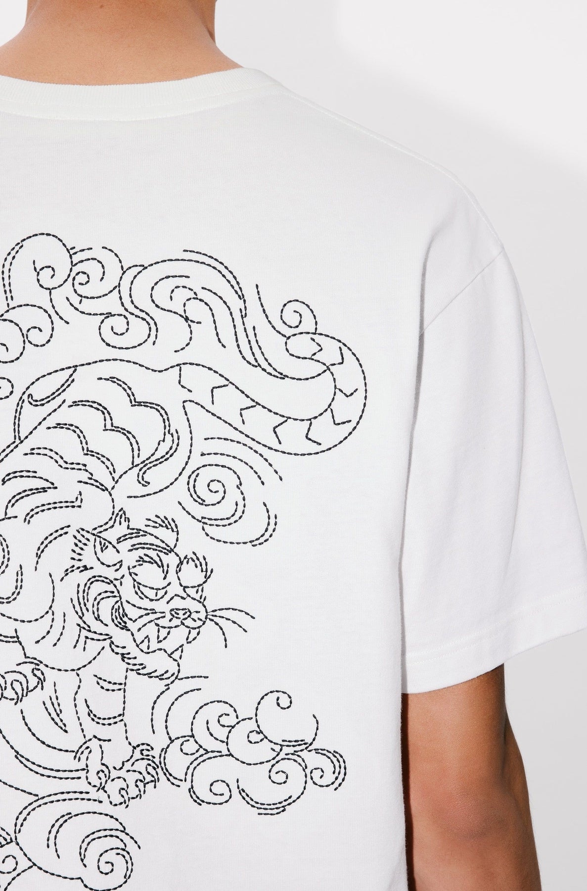 Oversized embroidered T-shirt Kenzo Star Tiger - Off White