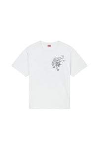 Oversized embroidered T-shirt Kenzo Star Tiger - Off White