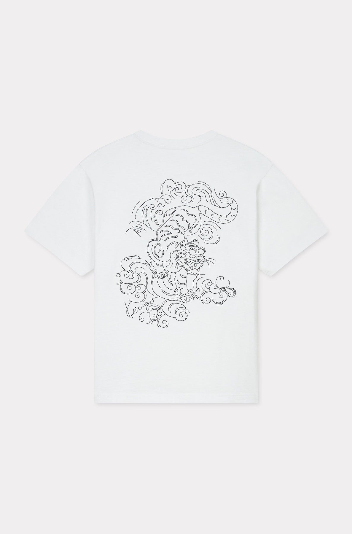 Oversized embroidered T-shirt Kenzo Star Tiger - Off White