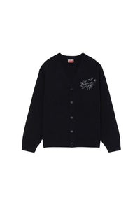 Cardigan brodé Kenzo Star Tiger en laine - Black