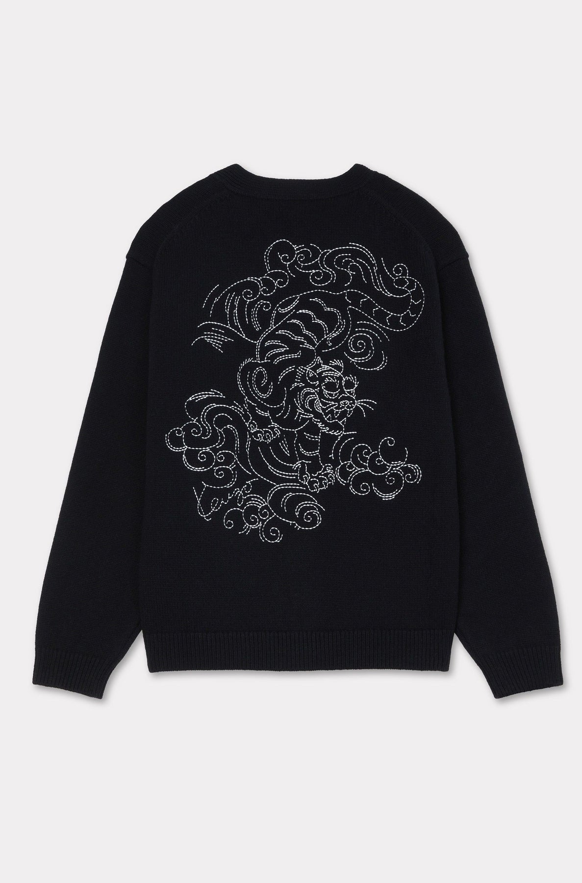 Cardigan brodé Kenzo Star Tiger en laine - Black